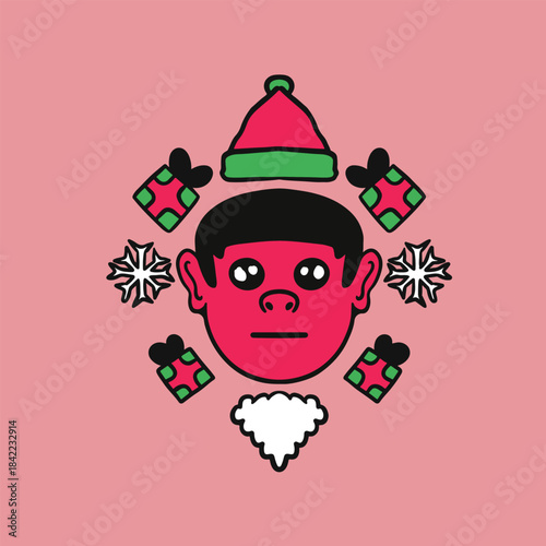 santa cartoon character illustrations artsy design