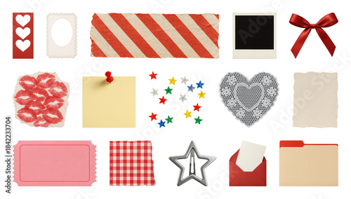 PNG Colorful scrapbook element set, transparent background