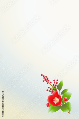 Thank You for This Year Camellia Winter Greeting Background