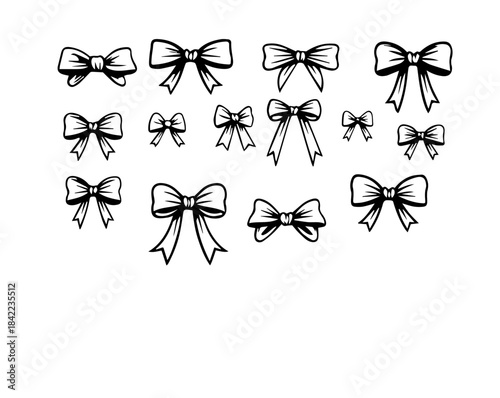 set of icons with bows, isolated on a white background,