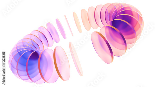 Quadro su tela Abstract 3D Render: Overlapping Iridescent Glass Circles