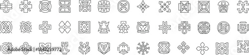Abstract geometric line art symbols and patterns collection vector illustration