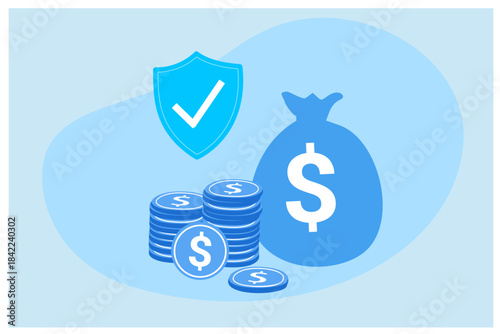 Saving money, Investment and finance growth business revenue concept. Investments coins saving vector illustration
