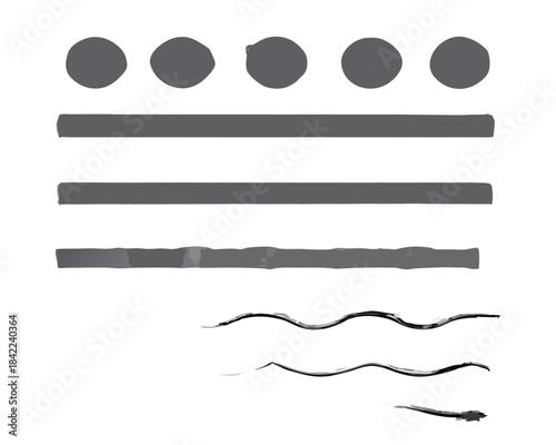 Abstract gray graphic with circles lines and wave patterns on black background