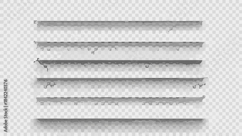 Isolated shelves with realistic shadows on a transparent background illustration