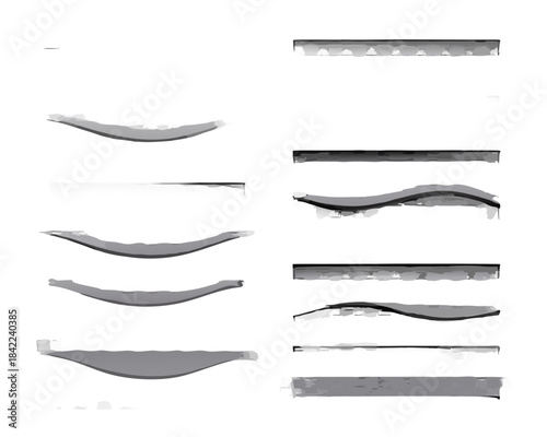 Variations of curved and straight lines digitally rendered in grayscale