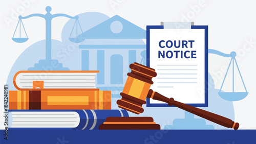 Official Court Notice Legal System Justice and Law Enforcement Concepts