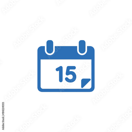 A blue calendar icon showing the fifteenth day of the month, isolated on a transparent background.