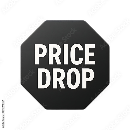 Price drop promotion badge isolated on transparent background