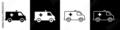 Graphic icons of an ambulance representing urgent medical care and emergency transport services