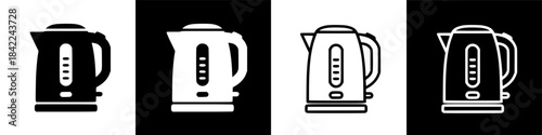 Essential Electric Kettle Kitchen Appliances: Solid and Outline Ceret Icons