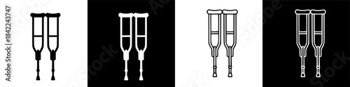 Minimalist Graphic Crutches Icon Set: Medical Aid for Recovery and Mobility