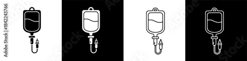 Minimalist Infusion Drip Bag Icons Representing Medical Treatment and Healthcare