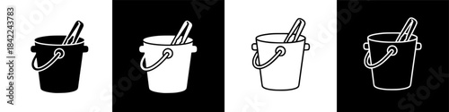 Isolated graphic icon of an ice bucket with tongs for chilling drinks and beverages