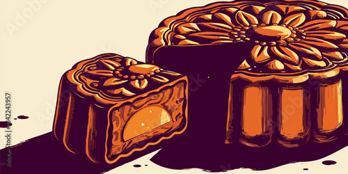 Traditional Chinese Mooncake with Lotus Seed Filling