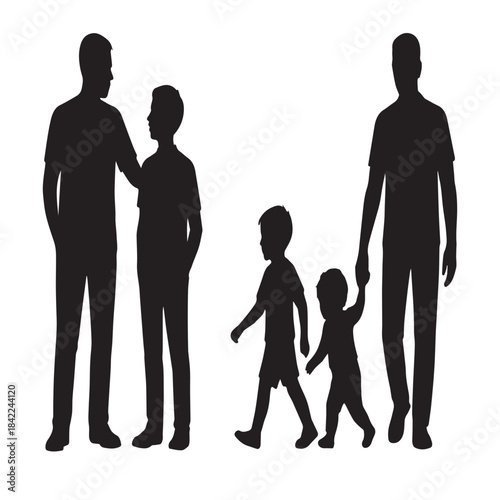 Father and children silhouette showing growth, care, and connection