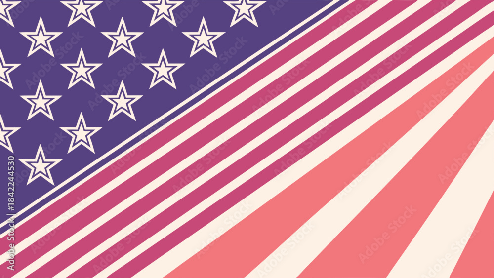 Fototapeta premium American Flag Design With Stars and Stripes in Bold Colors and Unique Layout for Creative Projects and Decorations