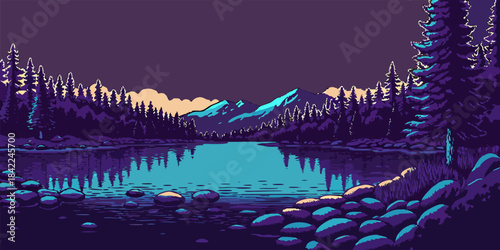 Pristine Mountain Lake with Mirror Reflections at Sunset