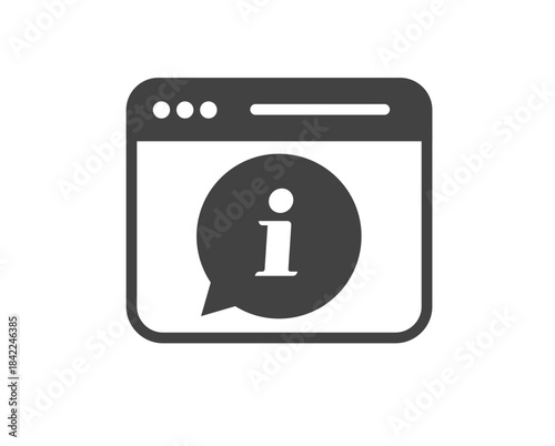 Web site information help support faq icon simple black white graphic pictogram, website webpage info hint reference internet guide, manual tutorial virtual online sign symbol notice