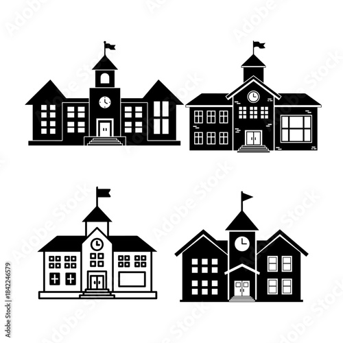 School Building silhouette pack