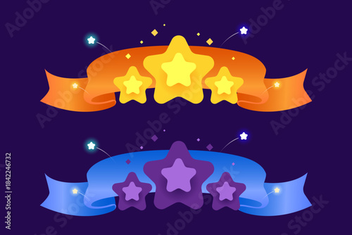 Set of game assets menu buttons popup screens and settings buttons red and yellow