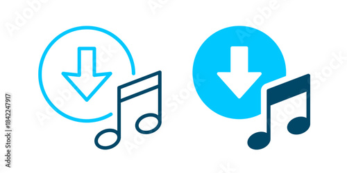 Music download icon. Showing audio saving and digital track access.