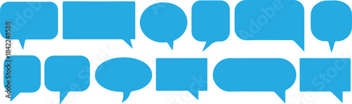 message blue  vector icon set. Chat box, message, dialogue, and comment collection.  Communication conversation bubbles