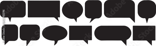 message black  vector icon set. Chat box, message, dialogue, and comment collection.  Communication conversation bubbles
