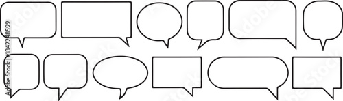 message outline vector icon set. Chat box, message, dialogue, and comment collection.  Communication conversation bubbles