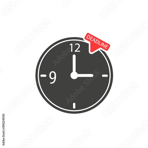 Clock face showing approaching deadline with urgent alert symbol