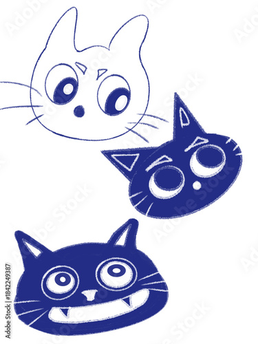cat series on white background, Digital illustration	