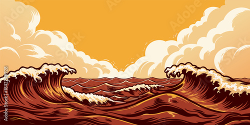 Dramatic Ocean Waves Seascape with Vibrant Blue Waters