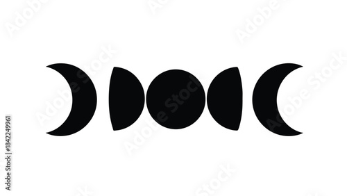 Moon phases lunar cycle illustration, crescent, full moon, astronomy, space, science, educational graphic