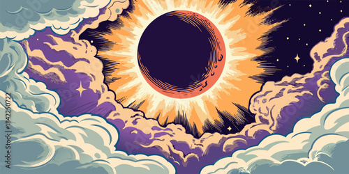 Dramatic Lunar Eclipse Blood Moon Celestial Phenomenon Space