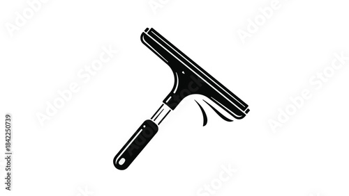 Black rubber window squeegee cleaner tool with handle for cleaning glass surfaces effectively in home, office, or industrial setting