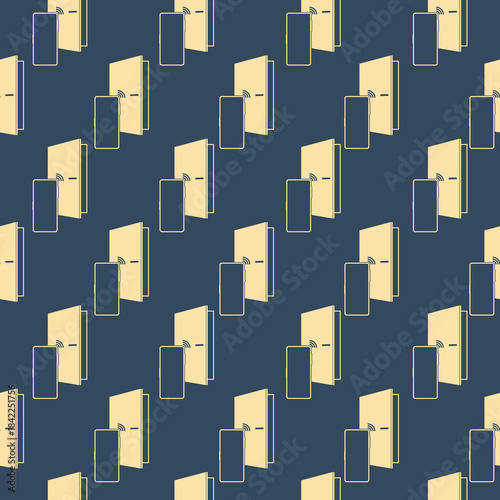 Digital door lock with smart technology seamless pattern isolated on color background