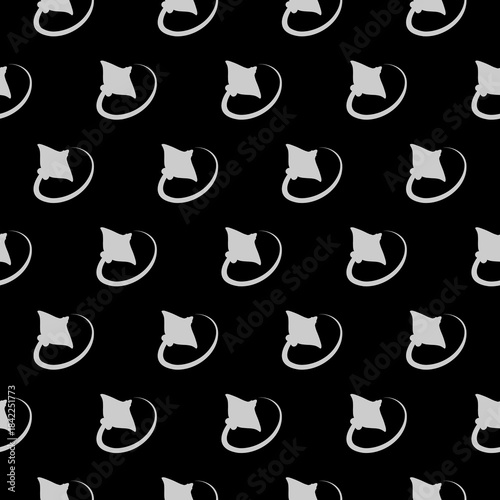 Stingray fish seamless pattern isolated on black background