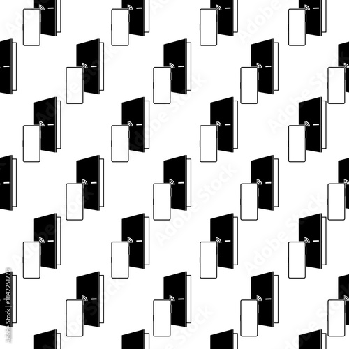 Digital door lock with smart technology seamless pattern isolated on white background