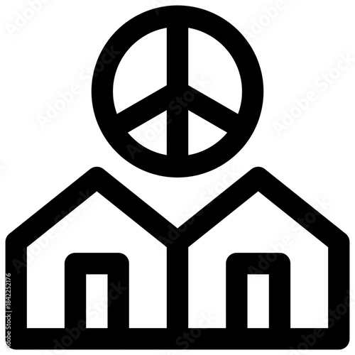 Coexistence. Editable stroke vector icon.