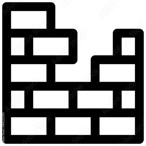 Broken wall. Editable stroke vector icon.