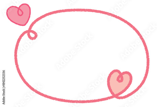 クレヨンラインのカーリーハートフレーム/ピンク