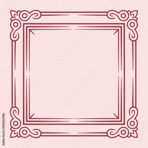 Ornate Double Frame with Swirl Decorations in Maroon Color swirls