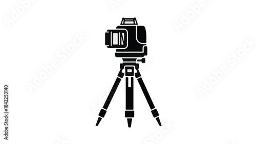 Black camera on tripod stand photography equipment studio tool for professional photographer creative work