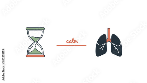 Hourglass and Lungs Representing Calm and Time for Breath