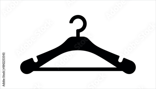 Black silhouette of a clothes hanger with a hook and notches on a white background vector