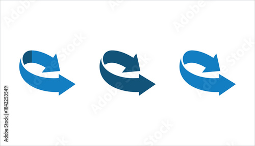 Three blue arrows in a circular motion on a white background repeat