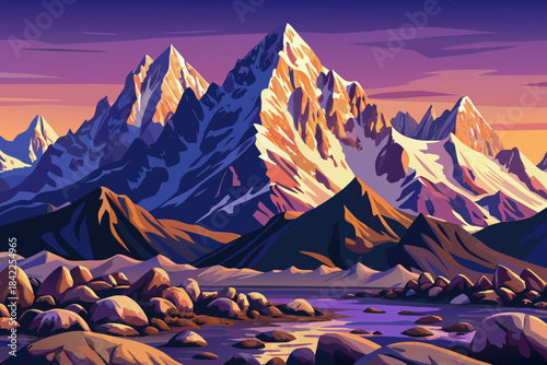 Grand Teton Range displays rugged snow draped peaks surrounded by rocky terrain, forming a breathtaking winter setting in Wyoming