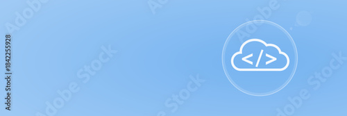 Cloud-Code Header Copy Space Vektor svg unter 60 kB mit Programmierzeichen für Softwareentwicklung, Web-Entwicklung, Programmierung und Cloud-Anwendungen.