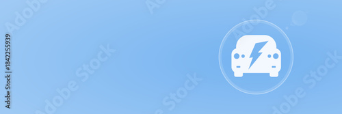 Elektroauto E-Mobilität Header Copy Space Vektor svg unter 60 kB mit Blitz-Symbol für nachhaltigen Transport, Laden, Elektromobilität und Energiewende.