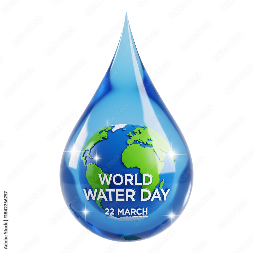 Obraz premium World Water Day Globe in Water Droplet